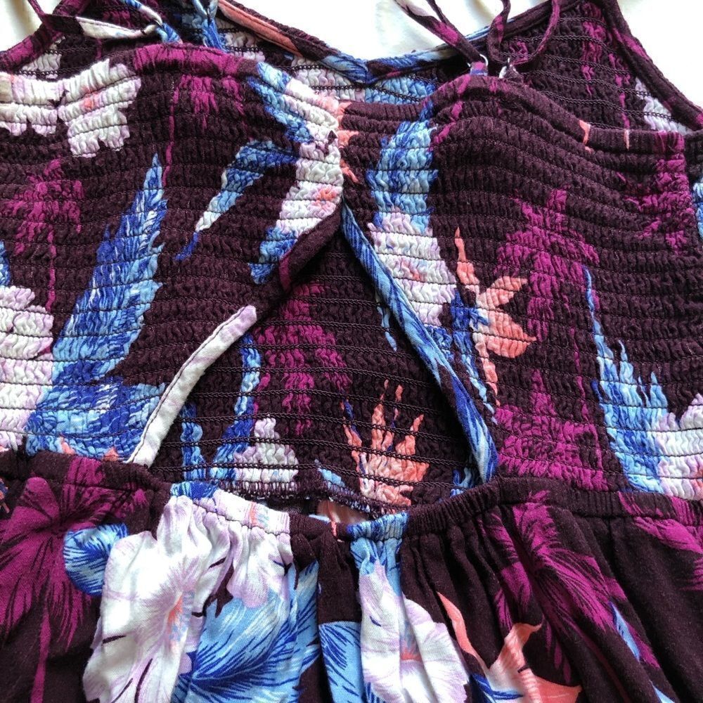 American Eagle Outfitters Short Strappy dress/tunic top Maroon/blue/white XXS - Picture 7 of 7
